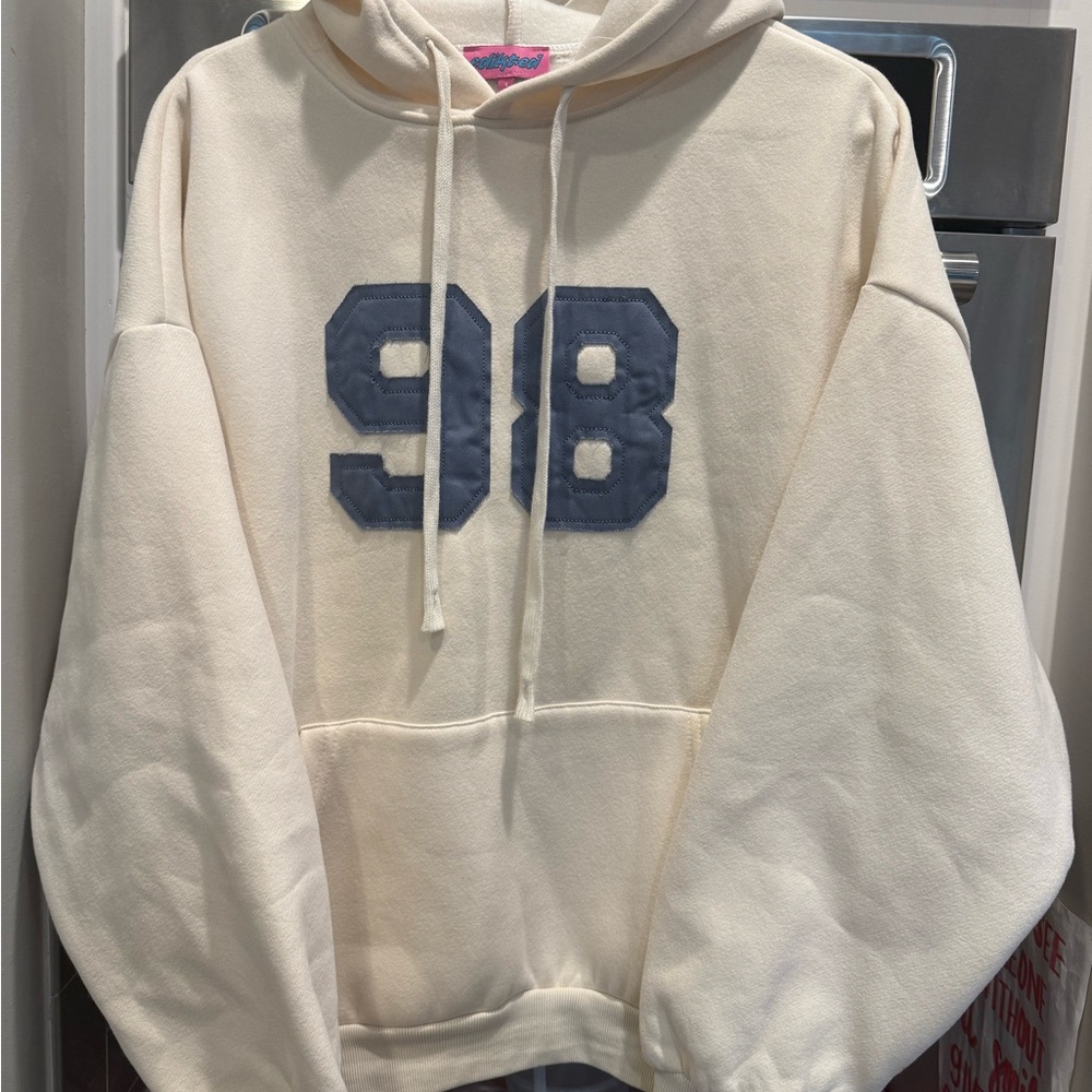 Edikted Cream Hoodie with Blue 98 Design